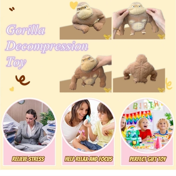 Stretchy Squeeze It Squish It Brown Gorilla Toy - Picture 5 of 8